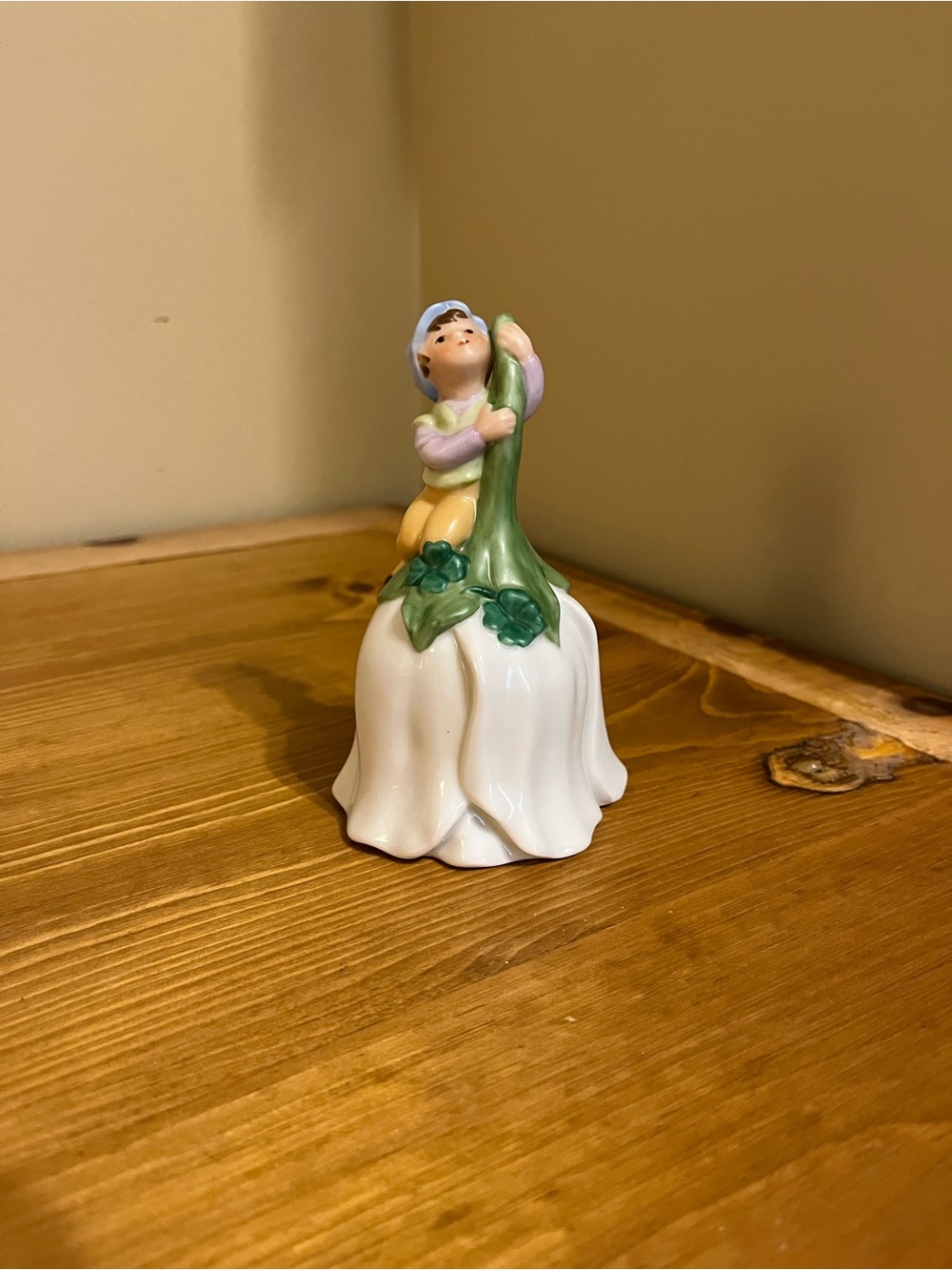 Vintage 1983 Avon Good Luck Ceramic Bell With Elf, St. Patrick's Day Decor 4 3/4